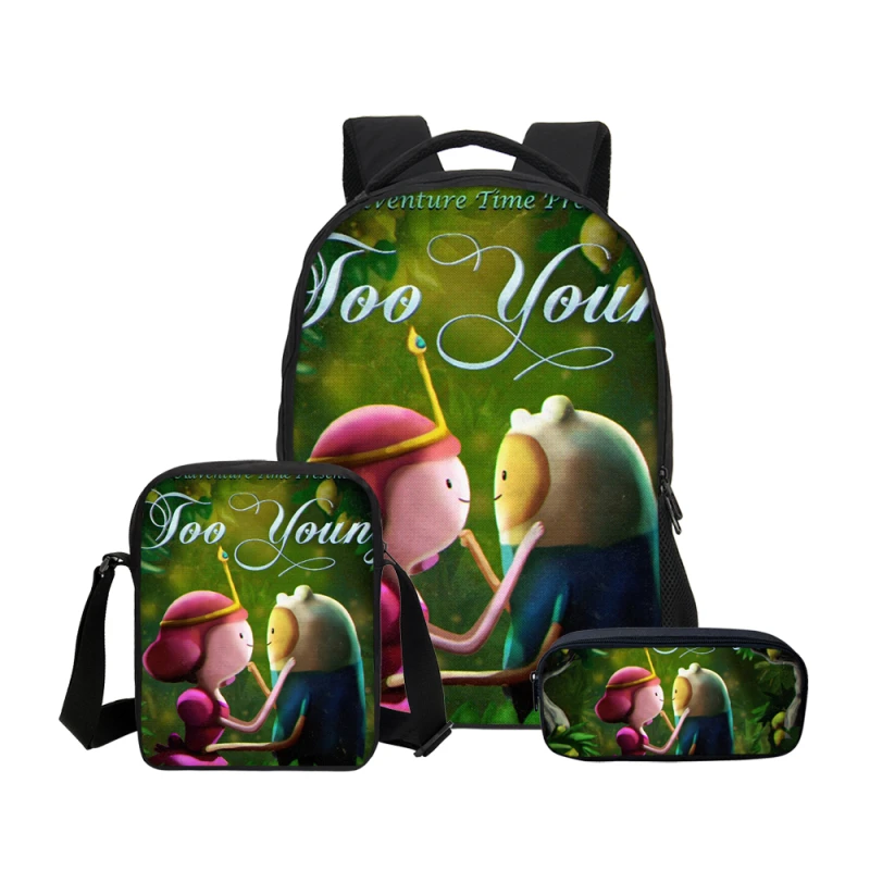 

VEEVANV Brand Design 3PCS/SET Backpacks For Boys Girls School Bag Fashion Adventure Time Printing Portfolio Bag Mochila Escolar