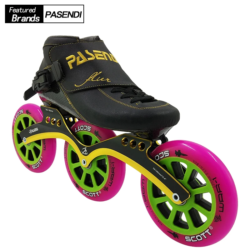 PASENDI المهنية 125 مللي متر عجلات سرعة أحذية التزلج زلاجات دوارة بالغين الاطفال مضمنة تزلج الأحذية Patine 3x125 إطار النساء الرجال