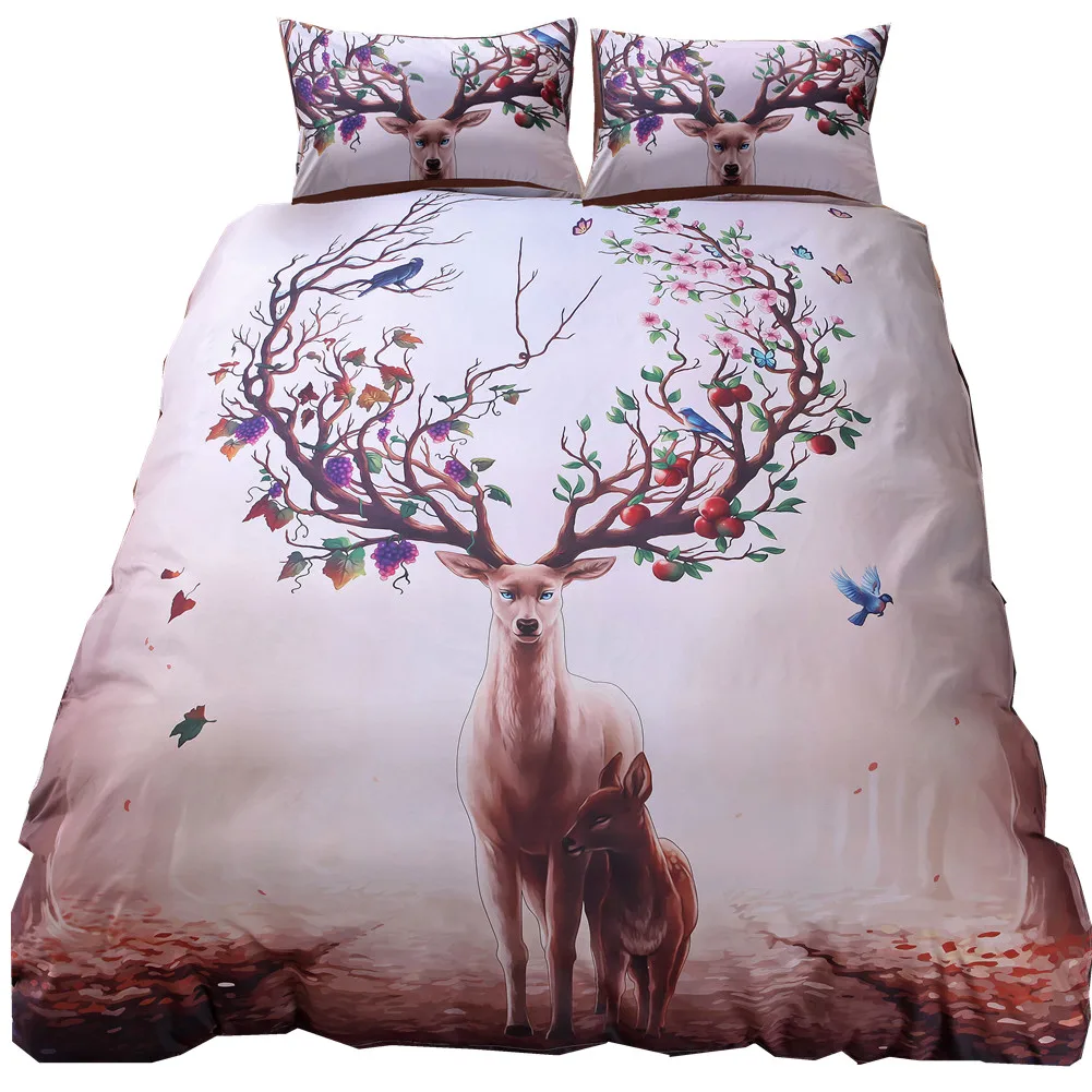 3d Elk Print Duvet Cover Set With Pillowcase Bohemian Indian