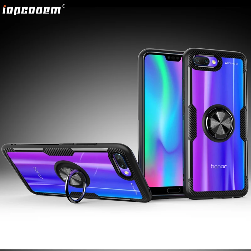 Чехол Honor 10 Lite для Huawei прозрачный противоударный чехол с держателем кольца на