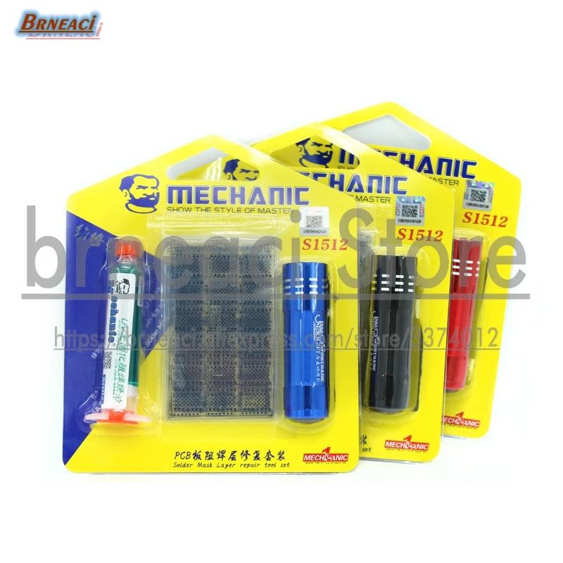 

MECHANIC UV light solder Mask Ink PCB BGA Rework Circuit Board Green oil Toolkit for iPhone IC Chip Logic Board Maintenance Set
