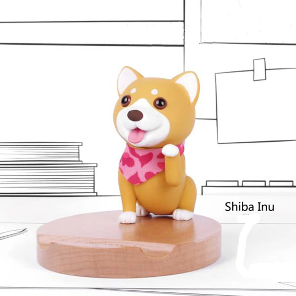 XMXCZKJ мобильный телефон деревянный держатель для часов настольная подставка для Iphone X 8 милая собака бамбуковый смартфон Настольный держатель для планшета - Цвет: Shiba Inu