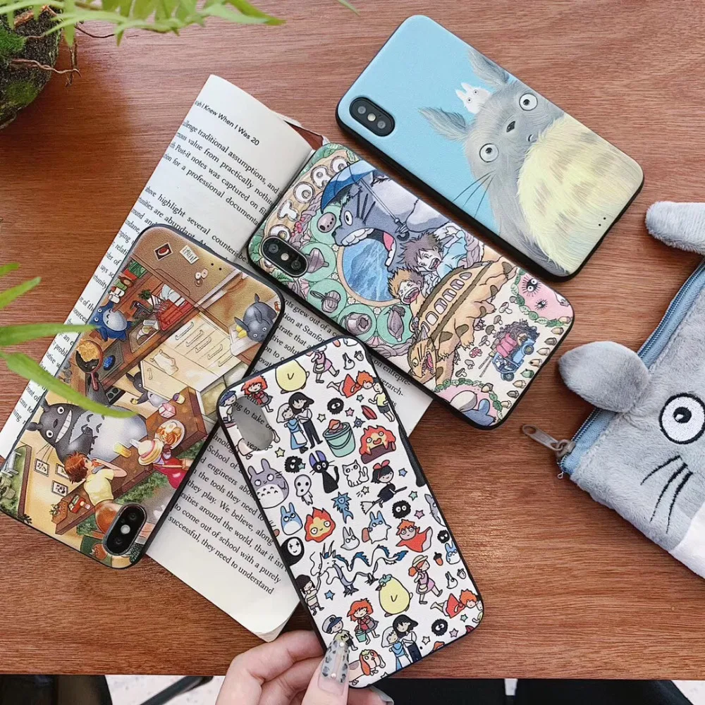 

maosenguoji Silk pattern funny Totoro cat fashion Adsorption car Mobile Phone Case for iphone 6 6s 6plus 7 8 plus X XR XS MAX