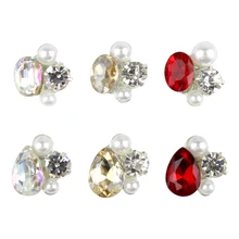 5PcsLot Jewelry Crystal Decoration Alloy Heap Rhinestones Pearls AB Big 3D Nail Art Charm DIY Design Metal Glitter Accessories