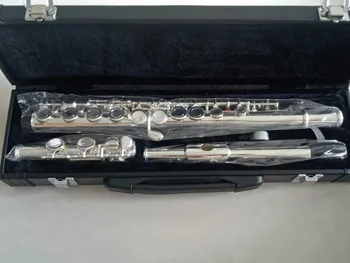 

Western Concert Flute Silver Plated 16 Holes C Key Cupronickel Woodwind Instrument with Cleaning Cloth Stick Bag