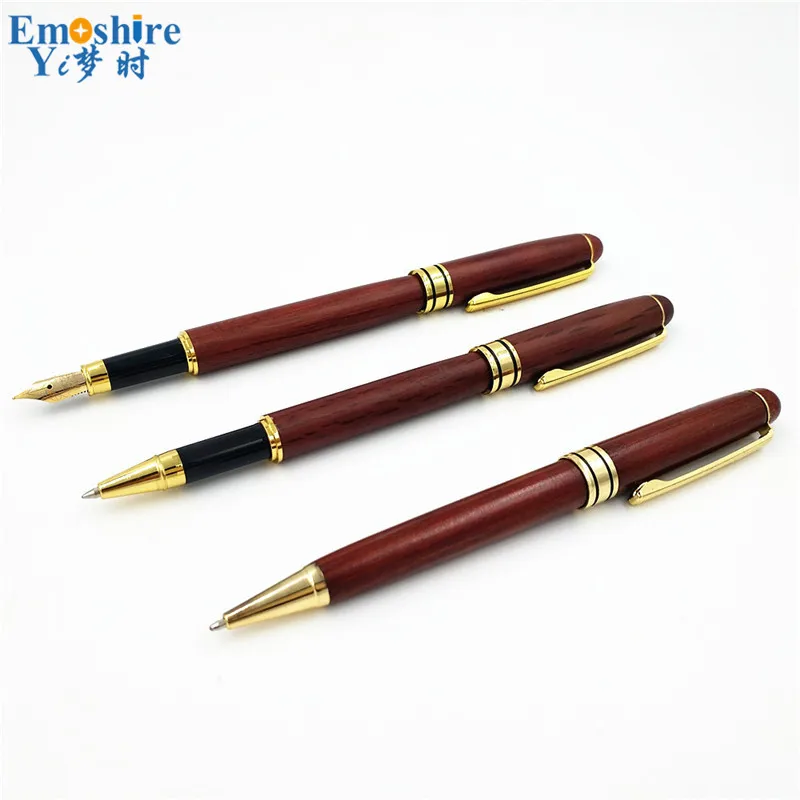 Emoshire Factory direct sales mahogany signature pen sets wooden office stationery company gifts free customization (12)
