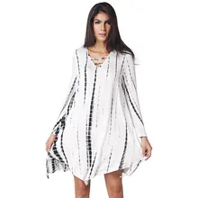 ZADORIN 2017 Casual Summer Dress Women Cotton V-Neck Full Sleeve Striped Loose Dress Plus Size Knee Length Robe Femme vfemage