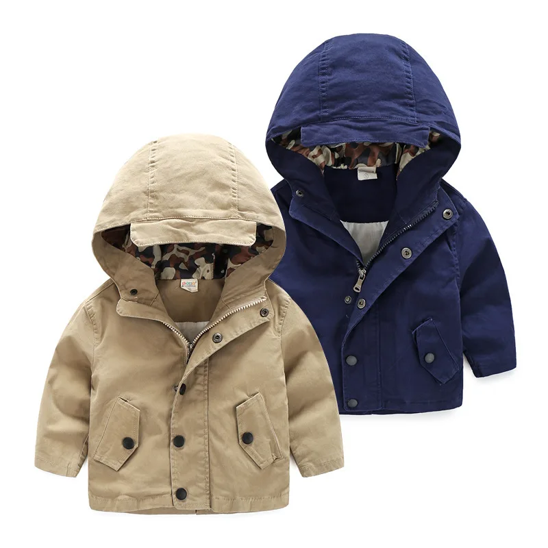

Pure cotton children's pure color coat boys long sleeve coat 2017 new clothing Baby tops in the spring and autumn trench coat