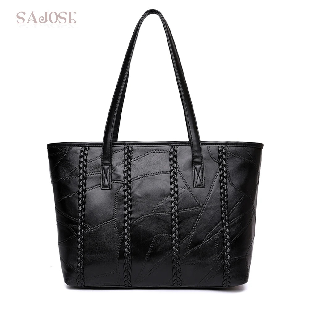 

Women Bags PU Leather Fashion Handbags Women's Shoulder Messenger Tote Bags Autumn and Winter Black High Capacity SAJOSE