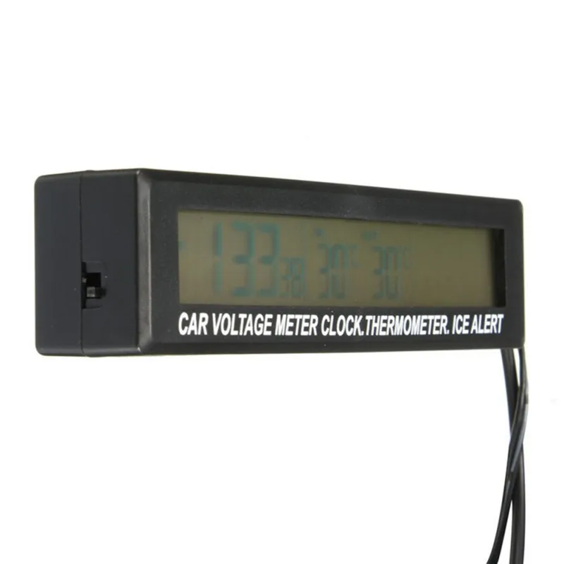  3 In1 Digital LCD Clock Screen Car Auto Vehicle Time Clock Temperature Thermometer Voltage Voltmete