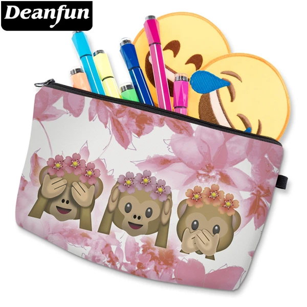 Deanfun 3D Printed Women Emoji Cosmetic Bags Necessaries for Women