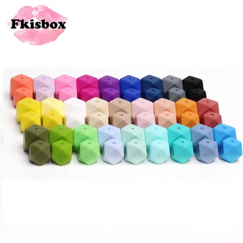 

50pc Hexagon Silicone Beads Teething 14mm Baby Biting Bead Teeth Necklace Bead Diy Chewable Silicona Denticion Jewelry