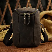 Crazy Horse воловья кожа маленькая сумка через плечо Курьерская сумка кошелек из натуральной кожи Мужская Хип бум ремень крюк поясная сумка