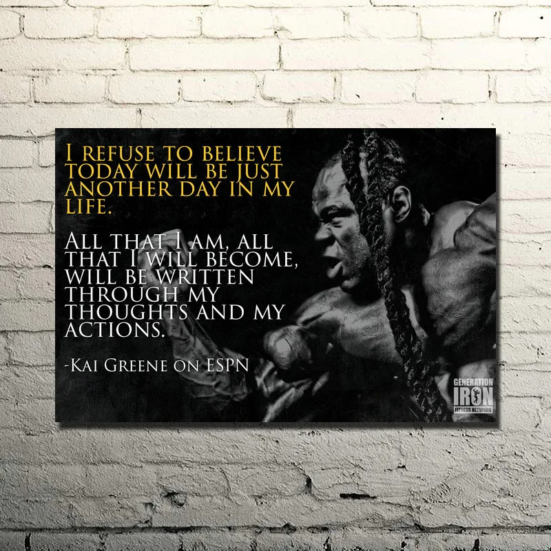 KAI GREENE ON ESPN мотивационная для бодибилдинга цитата шелковый плакат печать 13x20 24x36