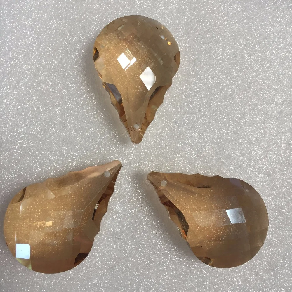 

10pcs/lot 38mm Golden peach crystal prism pendant chandelier part lamp pendant prism suncatchers for lighting