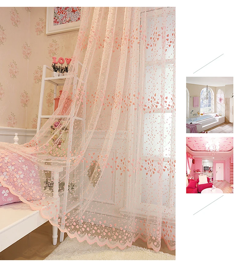 Korean Embroidery Luxury Flowers Lace Bedroom Tulle Drapes Window Treatments Screening Sheer Voile Curtains For Living Room #4