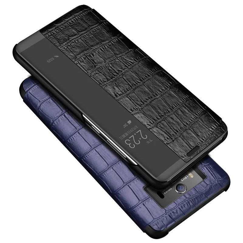 Чехол для телефона из натуральной кожи для HuaWei P20pro Mate10 Mate10pro croco, умный дисплей, Windows, роскошный флип-чехол