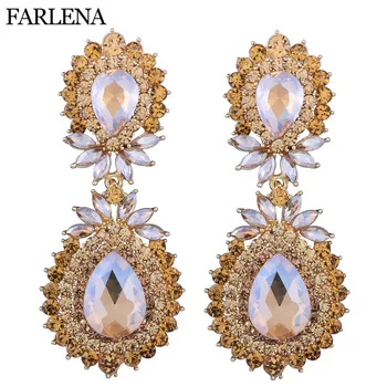 

FARLENA Jewelry long Austrian Crystal Chandelier Earrings Bridal Long Drop Wedding Earrings for Women
