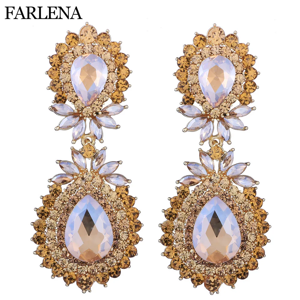 FARLENA font b Jewelry b font long Austrian font b Crystal b font Chandelier Earrings Bridal