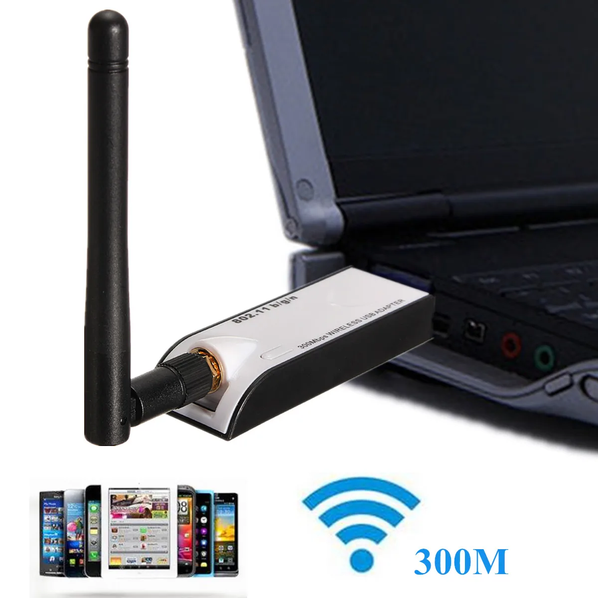 Mini PC Wifi Adapter 300M USB WiFi Antenna Wireless Computer Network Card 802.11b/g/n LAN With Antenna
