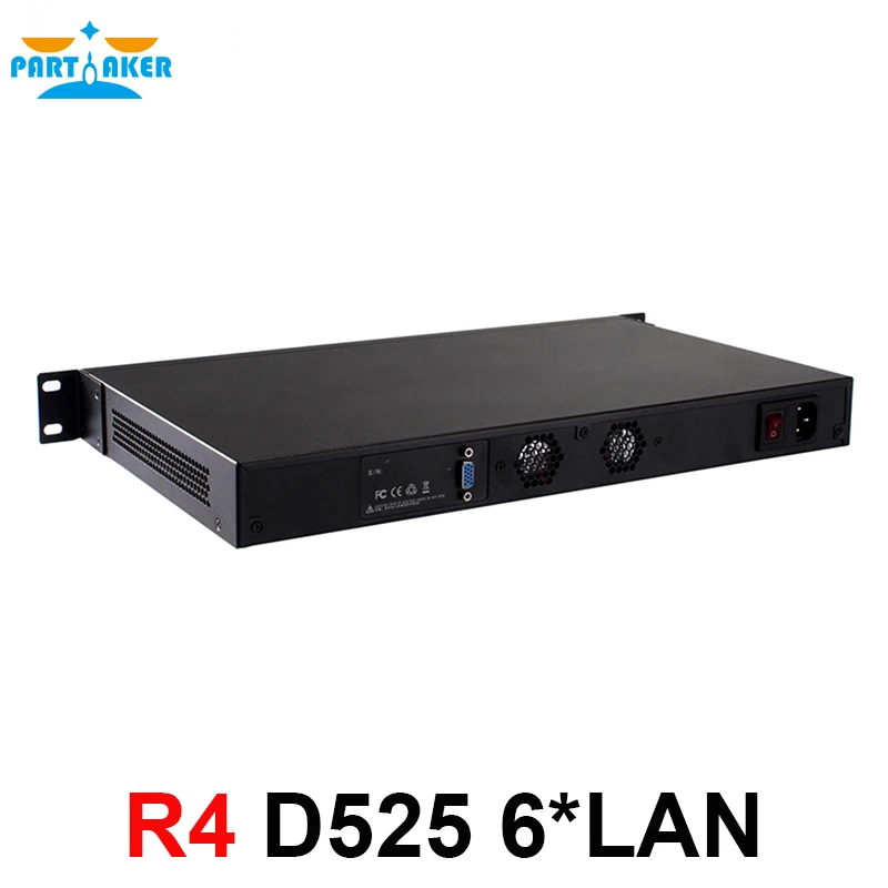 Причастником R4 1u брандмауэр стойки уши брандмауэр аппаратное обеспечение с D525 процессор 6 Ethenet портов 4 Гб Ram 32 Гб SSD