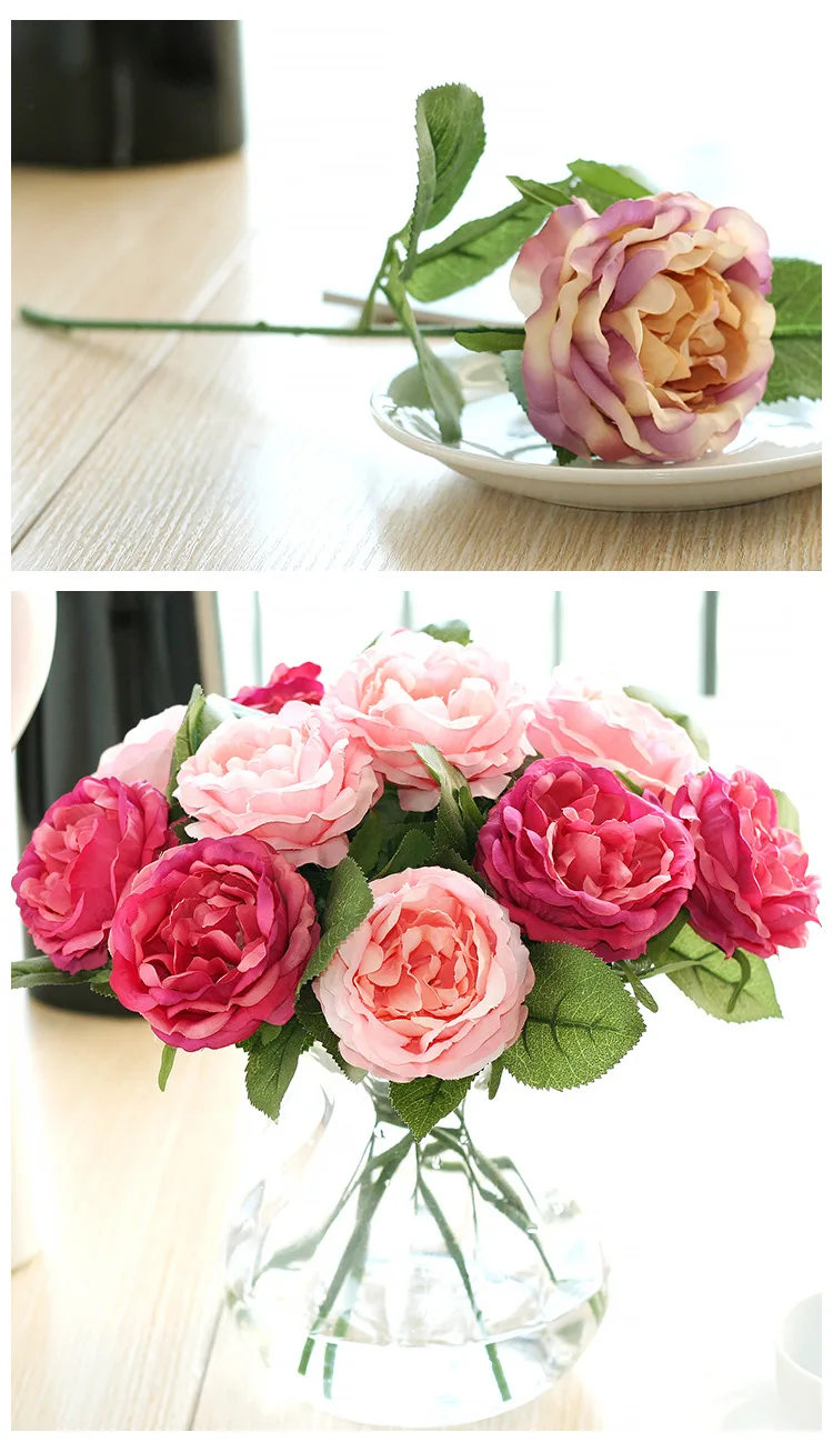 30 см розовый Искусственный Пион из шелка Букет дешевые искусственные цветы для семьи свадебные украшения в помещении
