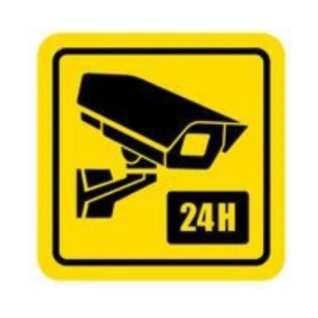 Buy Yellow Black CCTV 24 hour monitor monitoring camera warning slogan