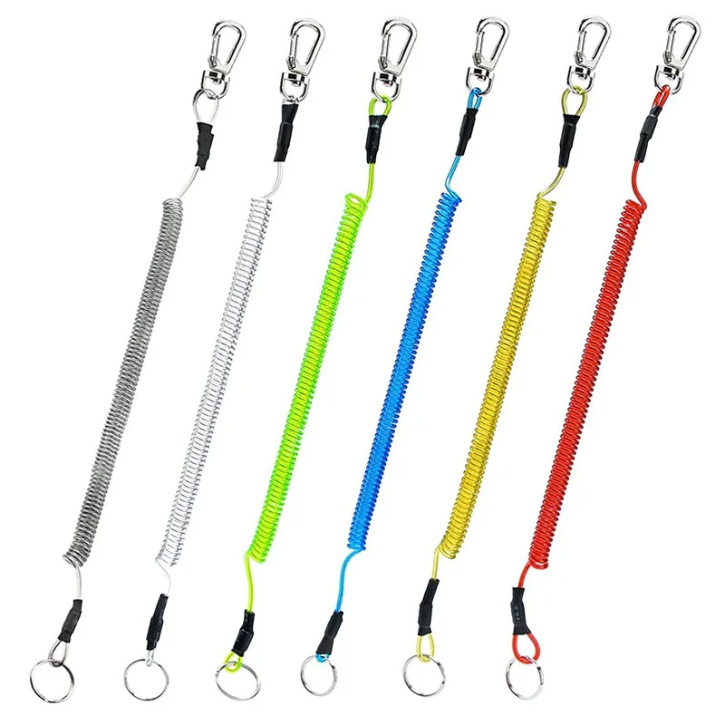 

Fishing Lanyards Rowing Coiled Ropes Fish Jumped Rope Fishing Rod Protection Rod Steel Rope Fishing Tackle Line Accessories