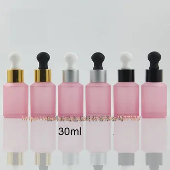 

30ml pink frosted(painted) glass bottle with dropper lid,dropper essential oil bottle,professional cosmetic container