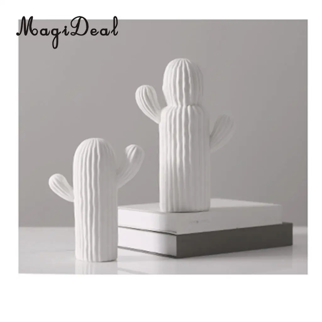 White Ceramic Cactus Ornaments Simulation Plant Potted Home Desk Furnishings Ceramic Novelty Ornaments For Home Decor
