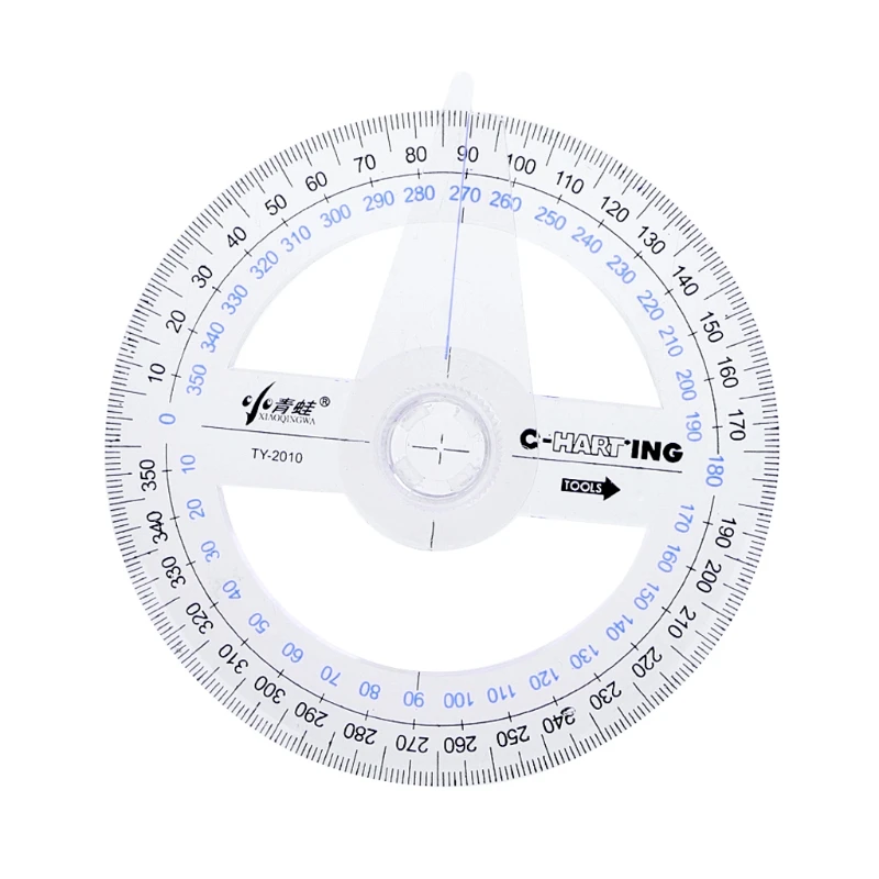 New Plastic 360 Degree Protractor Ruler Angle Finder Swing Arm School Office