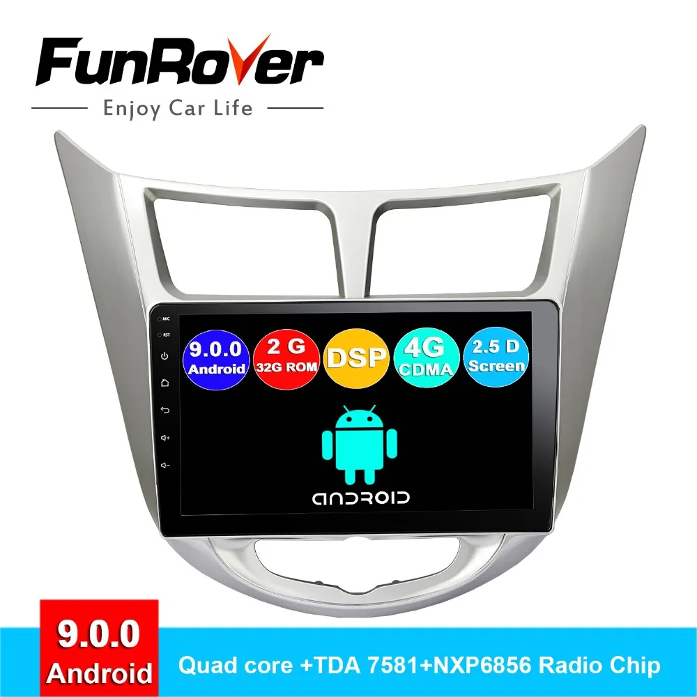 

FUNROVER android 9.0 2 din car dvd player For Hyundai Solaris Verna Accent 2008-2016 car radio gps navigation multimedia stereo