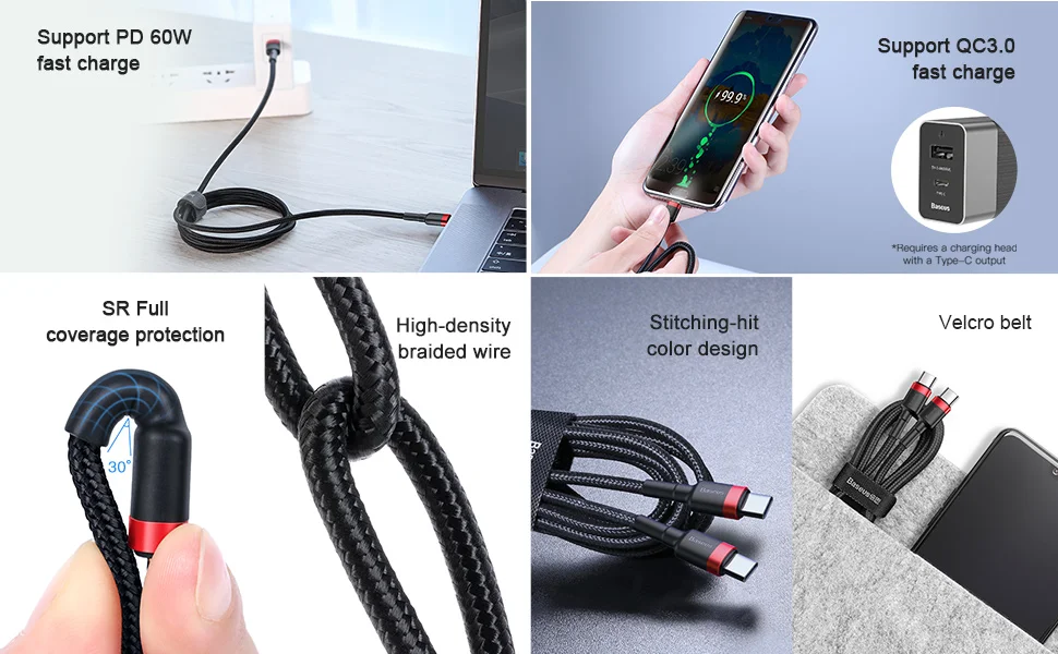 Baseus 3A usb type-C кабель для USB C кабель для iPad Pro Xiaomi Mix 3 huawei mate 20 Pro Oneplus 6t 6 PD кабель для быстрой зарядки type-C