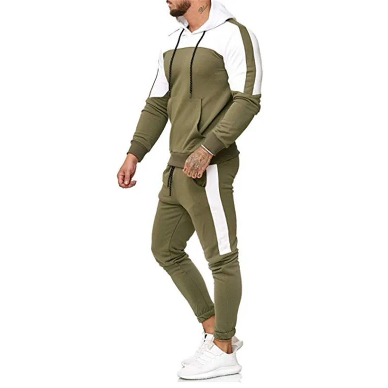 nuevo camuflaje impreso hombres casuales chaqueta hombres chaqueta de 2 piezas chandal ropa deportiva sudaderas - Цвет: Army green