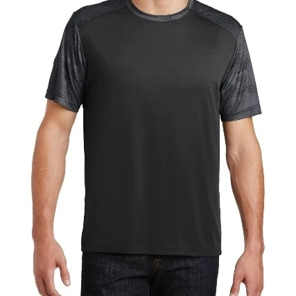 Sport-Tek ST371 CamoHex Colorblock Tee Black & Iron Grey - 4XL (1)