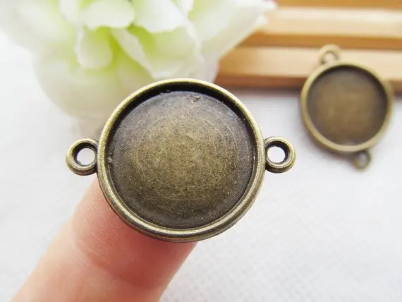 

10 шт. античное серебро/античная бронза, круглая основа, Очаровательная подвеска, подходит для кабошона 18 мм/камеи, для браслета, с двумя петл...