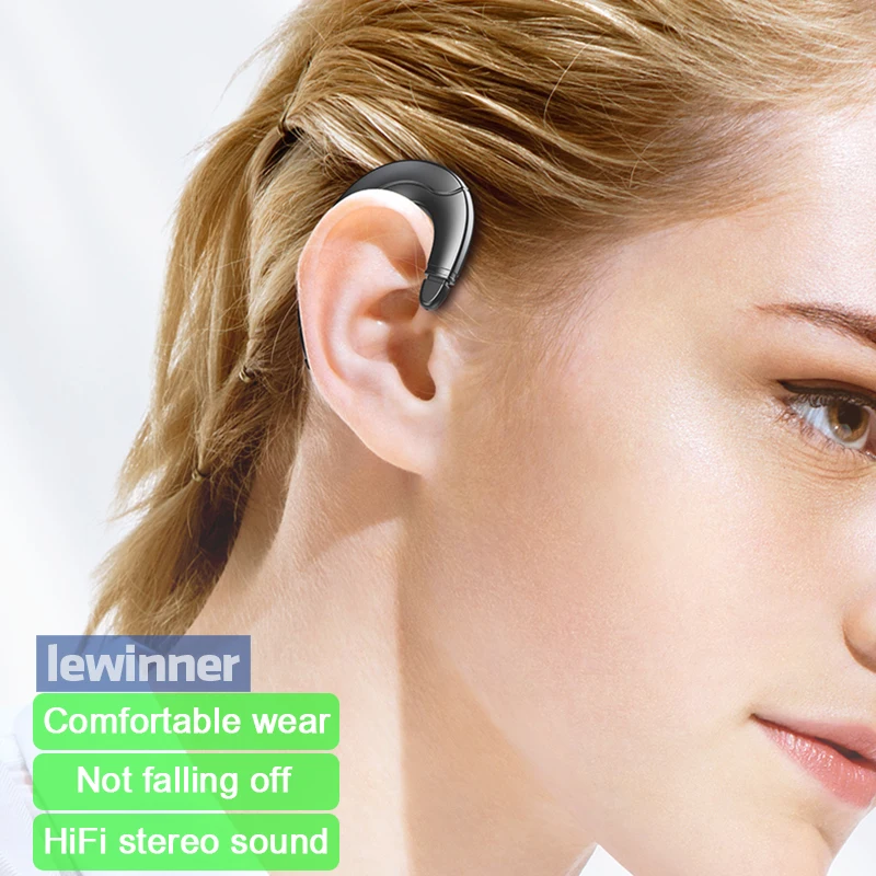 Lewinner Bluetooth V5.0 костной проводимости наушники со скрытый микрофон Беспроводная