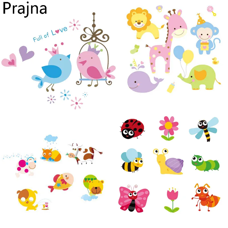 Prajna Kids Cartoon Animals Iron on Transfers Patches For Clothes Fabric DIY Applique Badge Hot Heat Transfer Vinyl Sticker