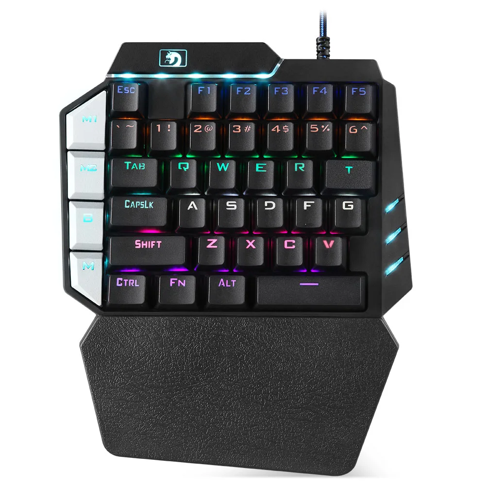 

38 Keys Wired USB Mini Keyboard Rainbow Backlight One Hand Keypad for Dota OW PUBG Game S288