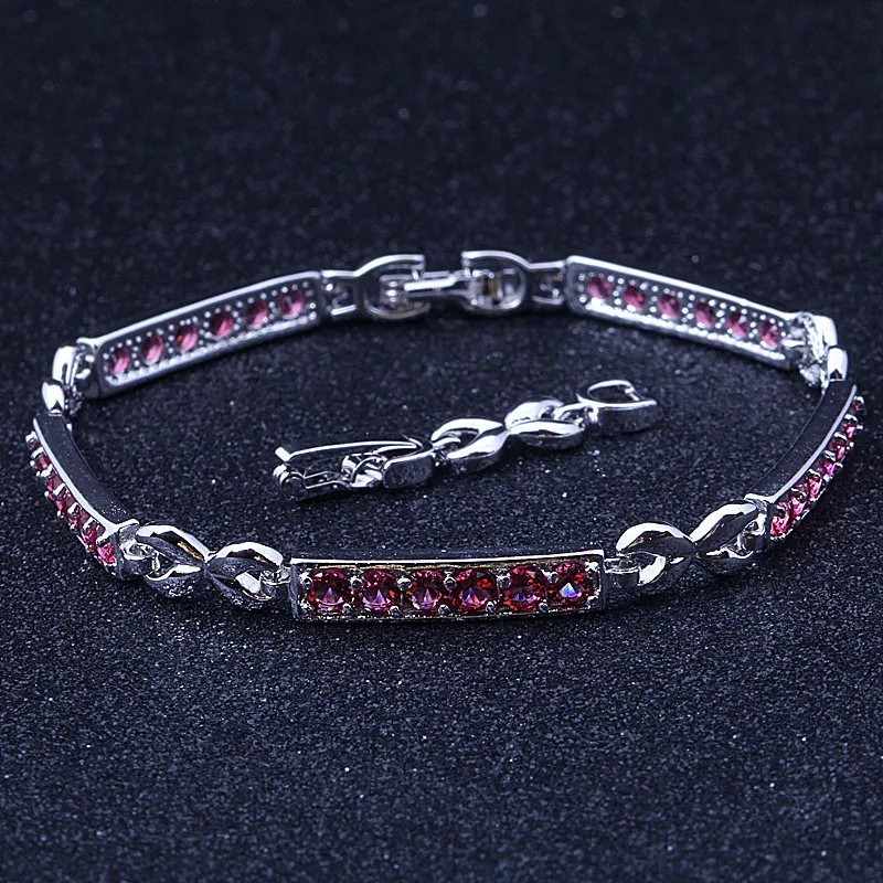 

New Design Silver Charm Bracelet with red crystal beautiful wedding gifts for women Top Quality Fashion Jewelry S052