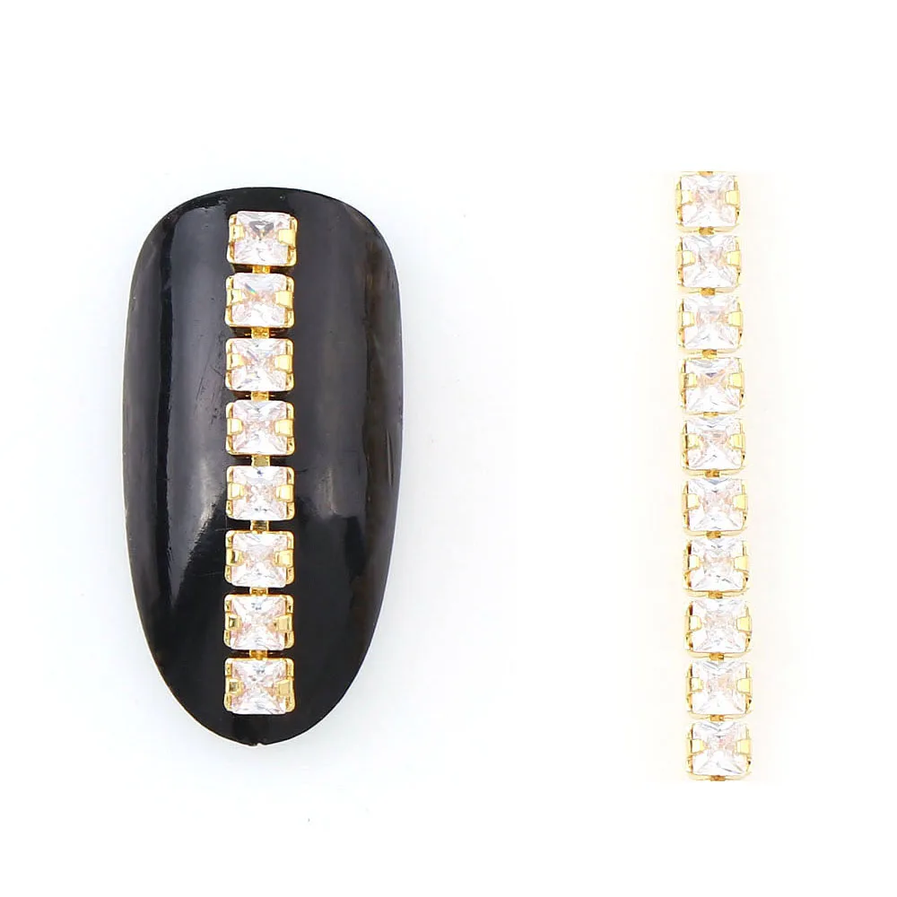 9-10 см длина золотые блестящие, дизайн ногтей цирконовая жемчужина цепь 3D панк металлические цепочки алмазные блестящие украшения DIY украшения для ногтей