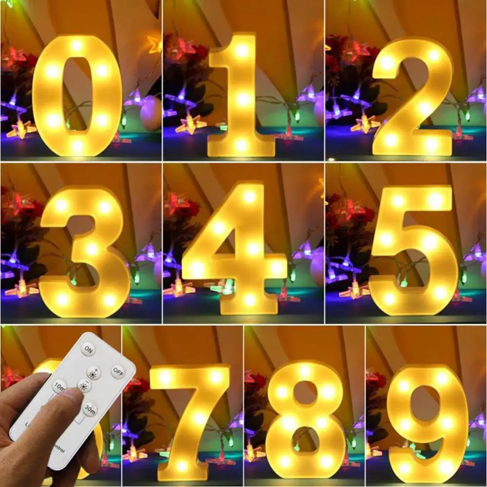 

Big Size LED Night Lights Marquee Sign Number & Timer Remote Control Desk Lamp for Party Christmas Wedding Birthday Decoration