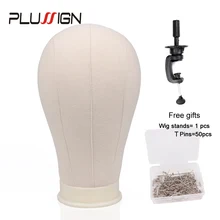 Plussign холст голова парик блок с подставкой зажим Набор Профессиональный Манекен-голова для обучения модель для парики шляпы делая дисплей