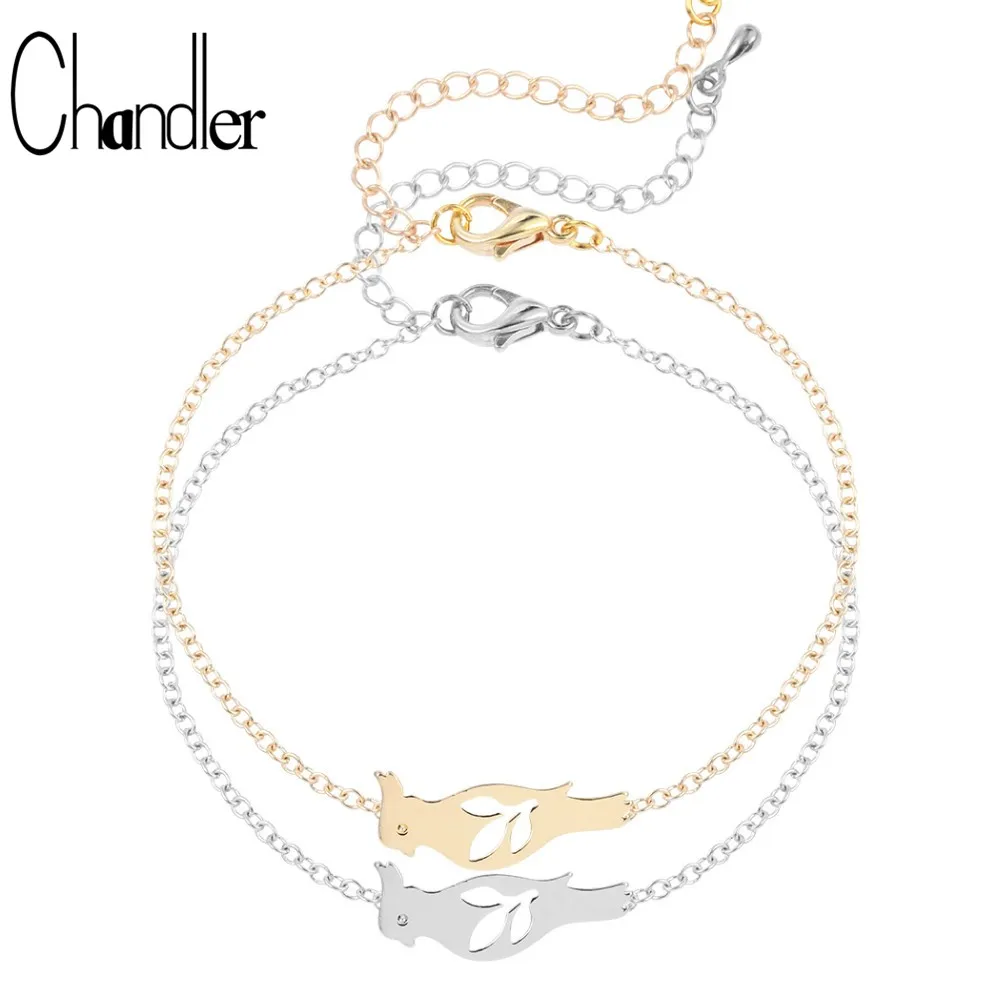 Chandler Hot Tiny Peace Dove Bracelet & Bangle For Women Little Cute Bird Parrot Charm Bracelets Abstract For Woman Drop Shipper