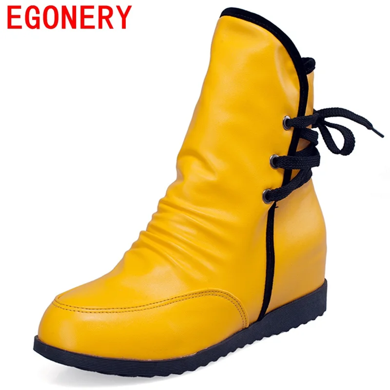 

EGONERY high quality fashion Non-slip warm Booties Spring Winter Short Plush Snow Boots Butterfly-knot women shoes 34-43CN