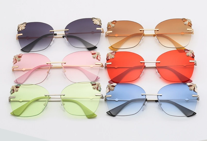 Солнцезащитные очки без оправы для мужчин и женщин, модные квадратные солнцезащитные очки UV400, 47213
