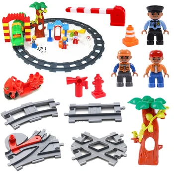 

DIY Building Blocks Train Tracks Playground Accessories Parts Education Duploe Toys for Children Kids Birthday Gifts