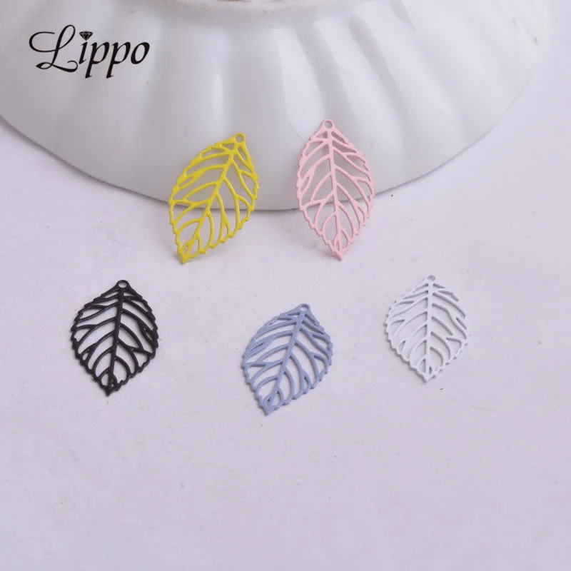 

100pcs/lot AC2228 20mm*5mm Leaf Charms Filigree Leaves Pendant DIY Earrings Findings