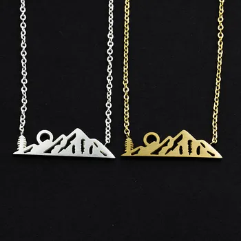 

Wholesale 10pcs Stainless Steel Collares Largos De Moda 2020 Gold Rose Color Geometric Mountain Choker Necklace Women Gift
