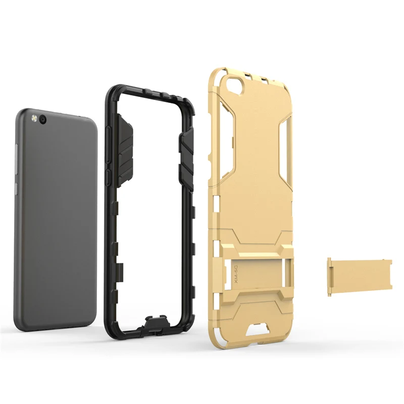 2 in 1 Hard PC + Soft Silicone TPU Rugged Rubber Kickstand Case For Xiaomi Mi5C Matte Armor Shockproof Phone Holder Cover Shell (5)